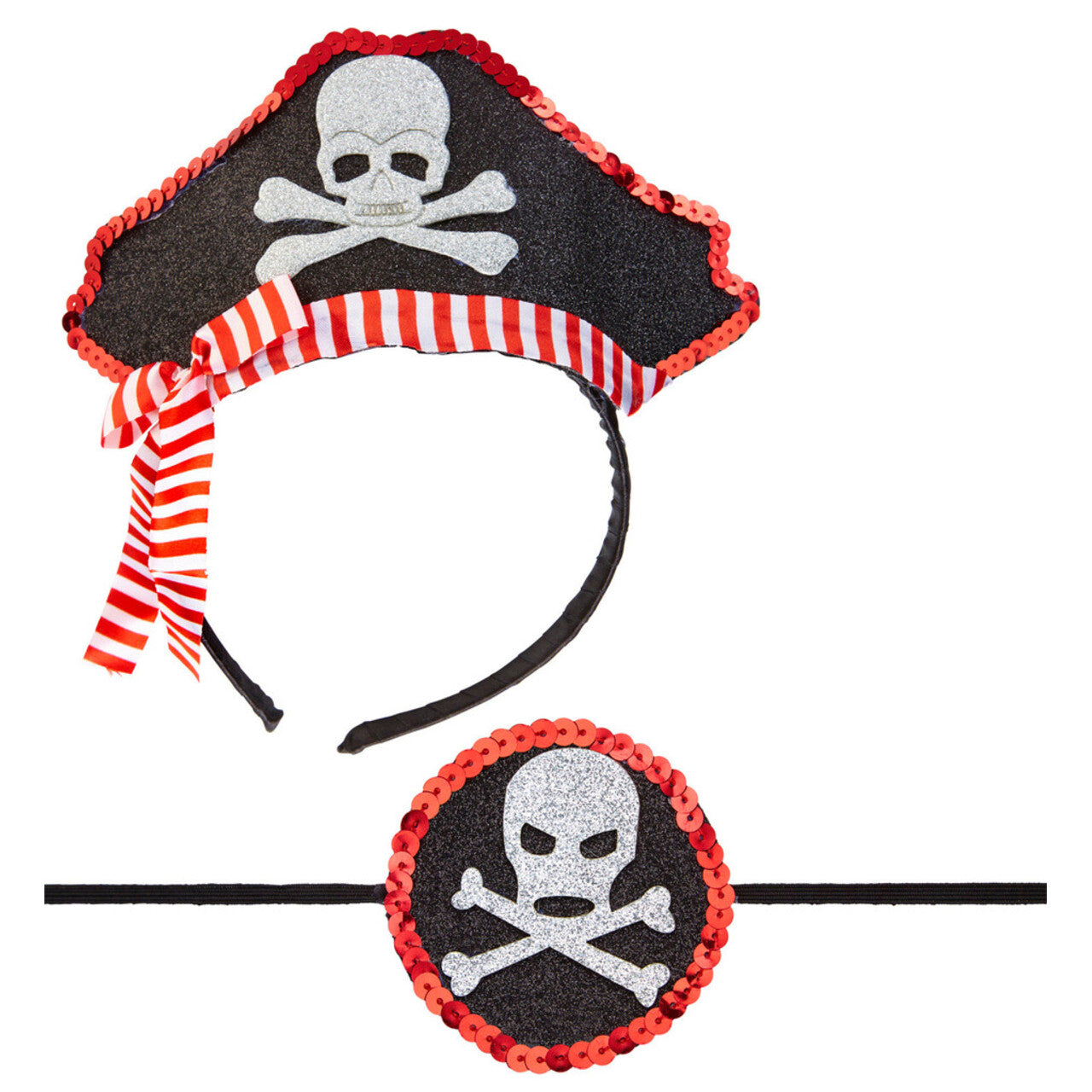 Op deze afbeelding zie je een Accessoires, van het merk Widmann. Snelle Set Mini Piratenhoedje Met Ooglapje
