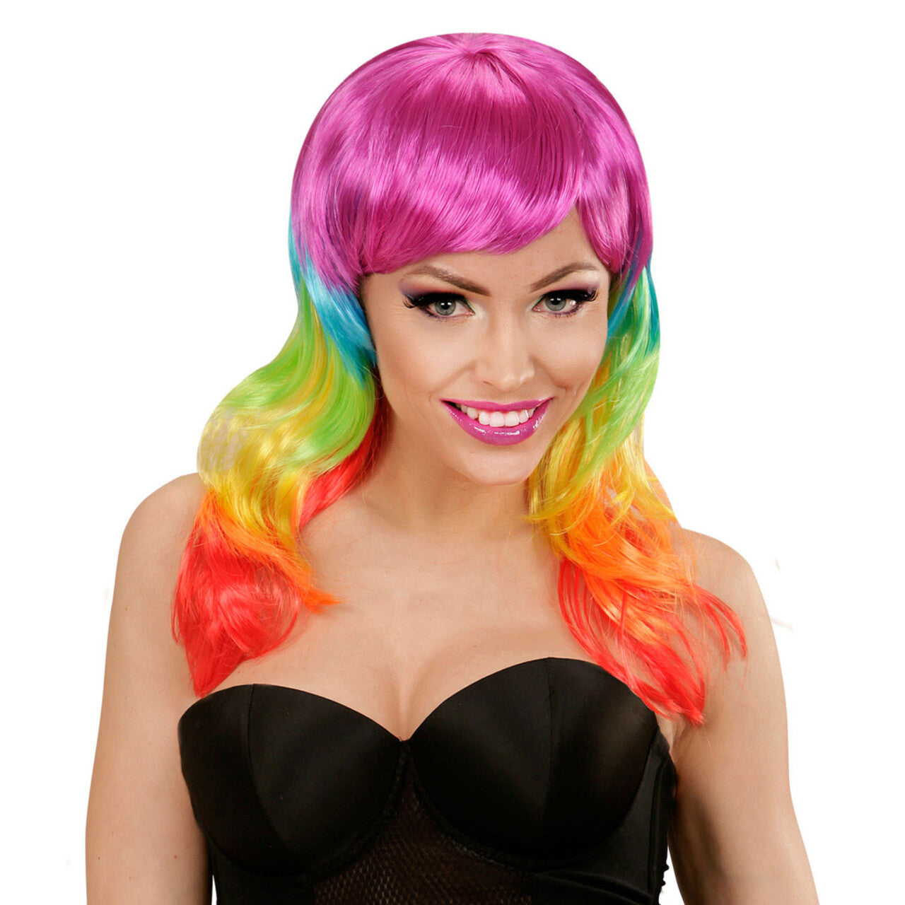 Op deze afbeelding zie je een Accessoires, van het merk Widmann. Extravaganza Pruik, Fashion Regenboog