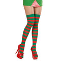 Kerst Thigh High Rood / Groen Gestreept