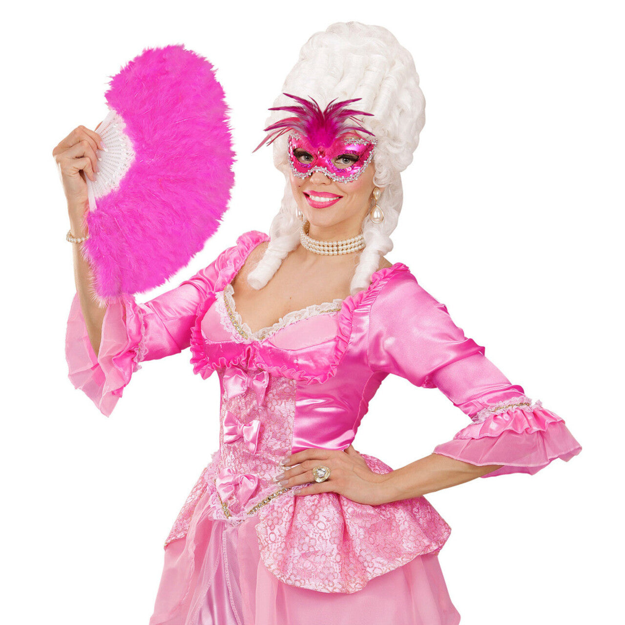 Op deze afbeelding zie je een Accessoires, van het merk Widmann. Koninklijk Oogmasker, Barones Metallic Roze