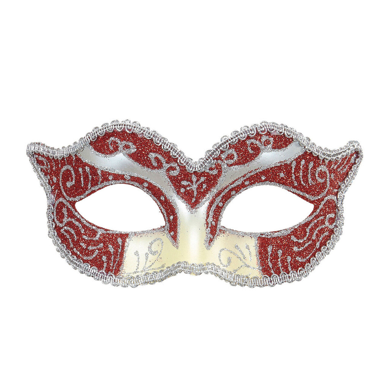 Op deze afbeelding zie je een Accessoires, van het merk Widmann. Luxe Oogmasker Hertogin, Rood / Zilver Glitter
