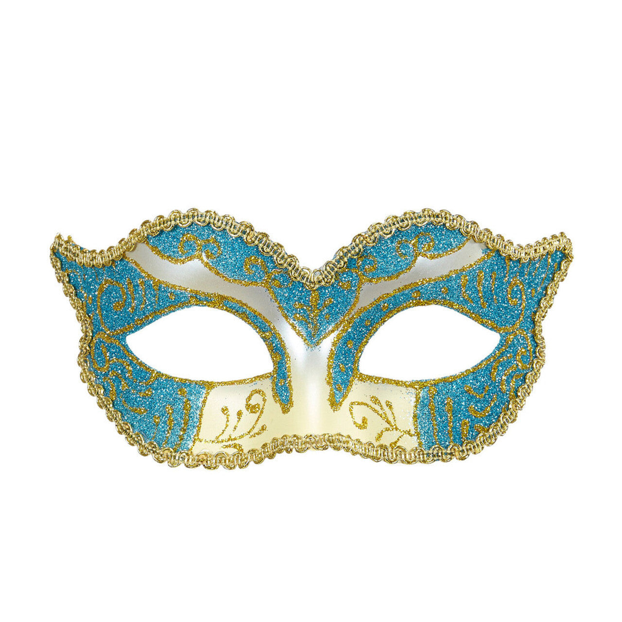 Op deze afbeelding zie je een Accessoires, van het merk Widmann. Luxe Oogmasker Hertogin, Azuur / Goud Glitter