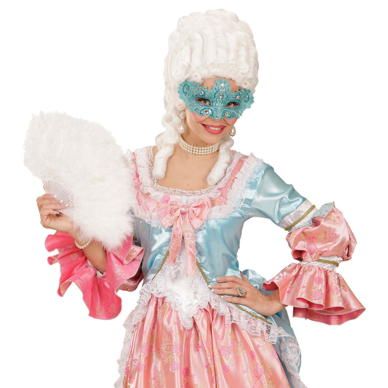 Op deze afbeelding zie je een Accessoires, van het merk Widmann. Carnaval Du Lac Oogmasker, Adelijk Azuur Met Glitters En Stenen