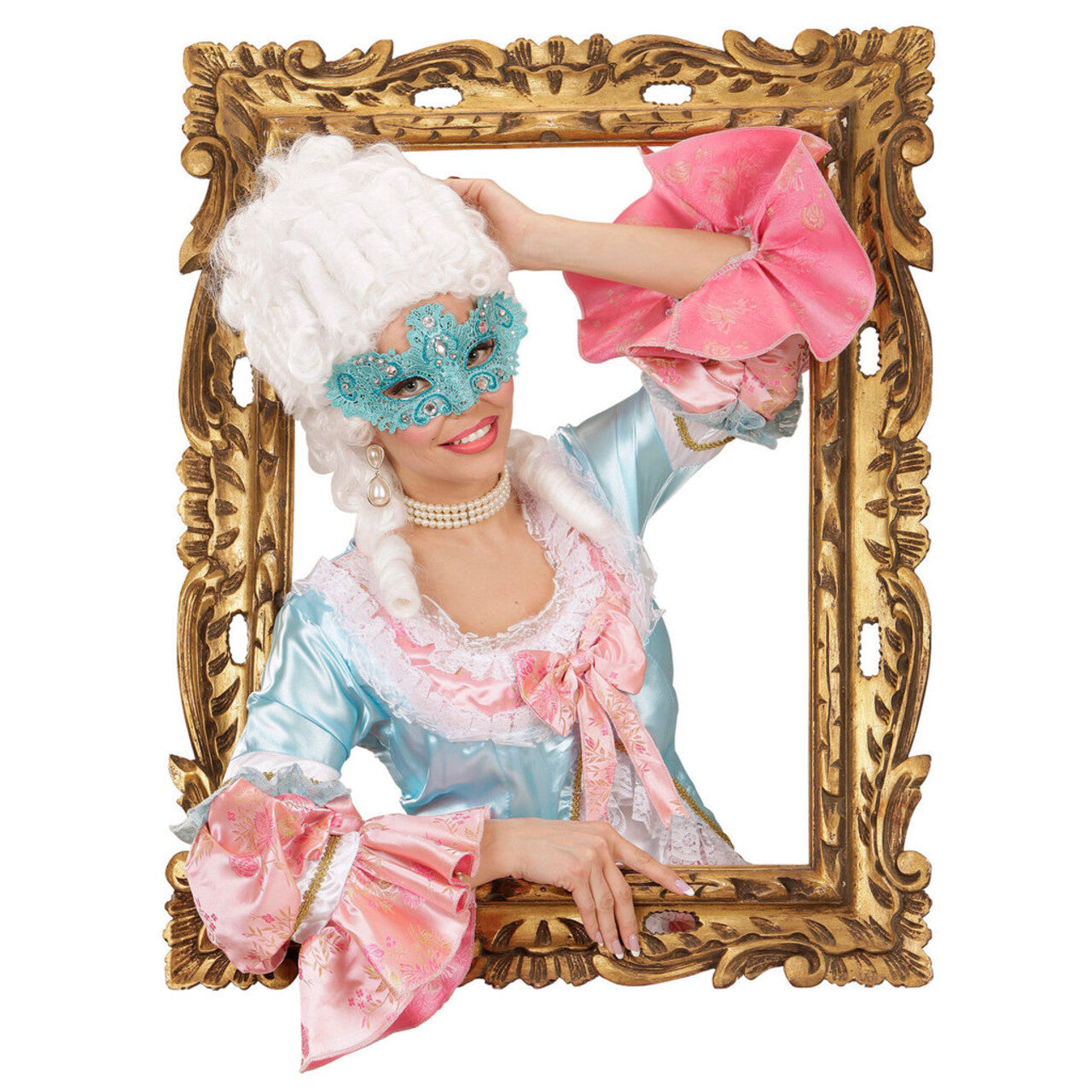 Op deze afbeelding zie je een Accessoires, van het merk Widmann. Carnaval Du Lac Oogmasker, Adelijk Azuur Met Glitters En Stenen