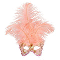 Veren Masker Countess Met Glitters En Veren, Perzik