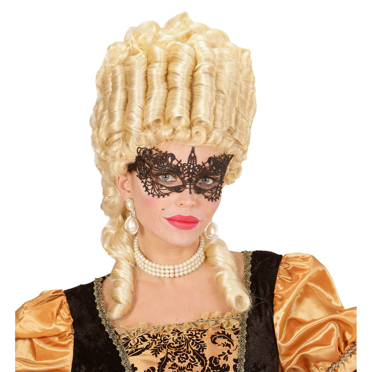 Op deze afbeelding zie je een Accessoires, van het merk Widmann. Mistery Oogmasker, Zwart Met Kant