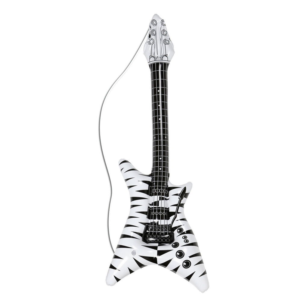 Op deze afbeelding zie je een Accessoires, van het merk Widmann. Rocker Opblaasbare Gitaar, Zebra