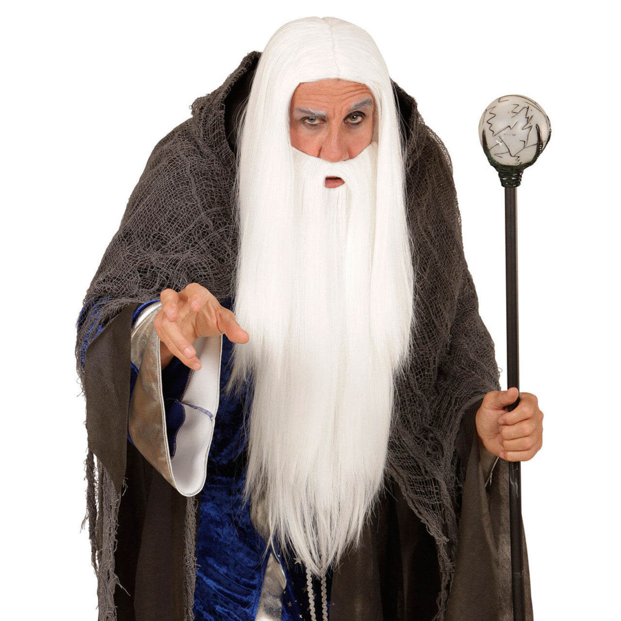 Op deze afbeelding zie je een Accessoires, van het merk Widmann. Gandalf Pruik, Tovenaar Met Baard