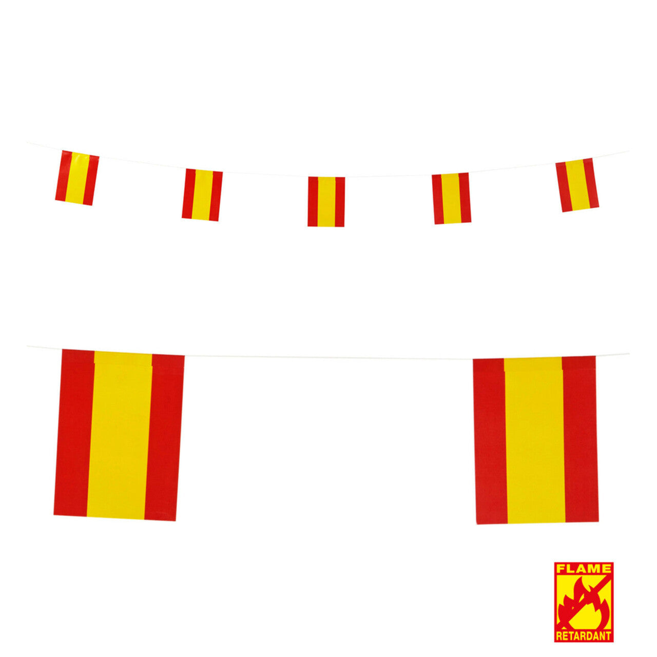 Op deze afbeelding zie je een Decoratie, van het merk Widmann. Landenthema Vlaggenlijn 6mtr, Spanje
