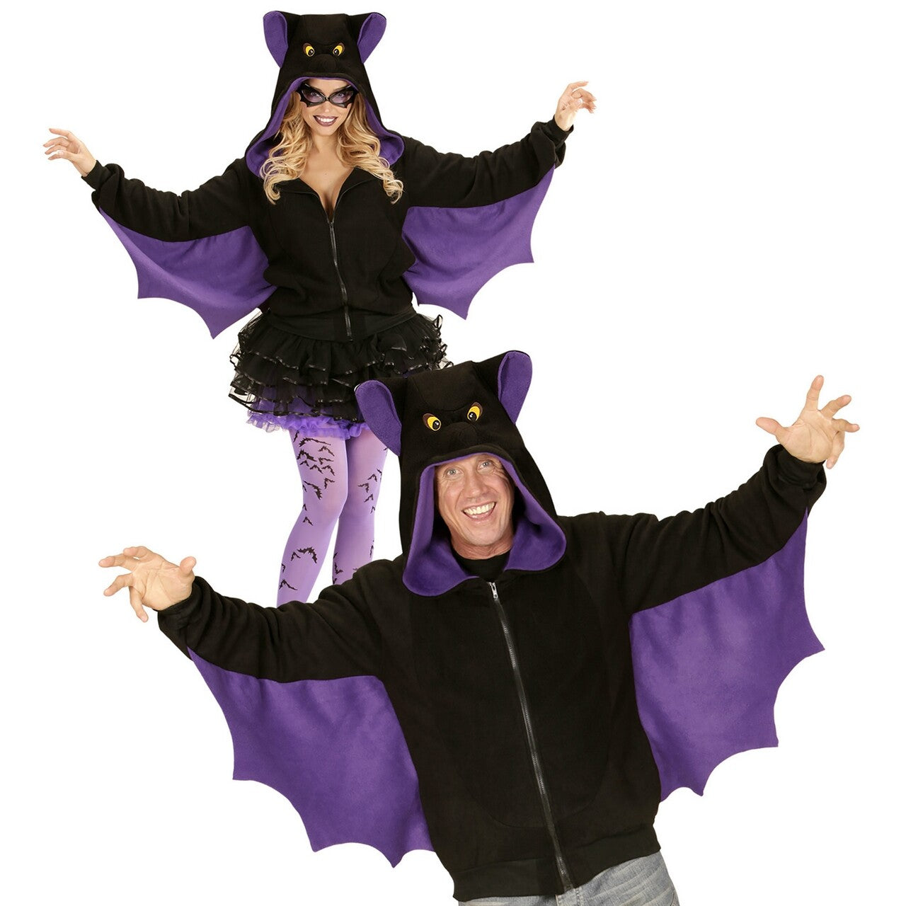 Op deze afbeelding zie je een Kostuums, van het merk Widmann. Grappige Hoodie, Vleermuis Kostuum