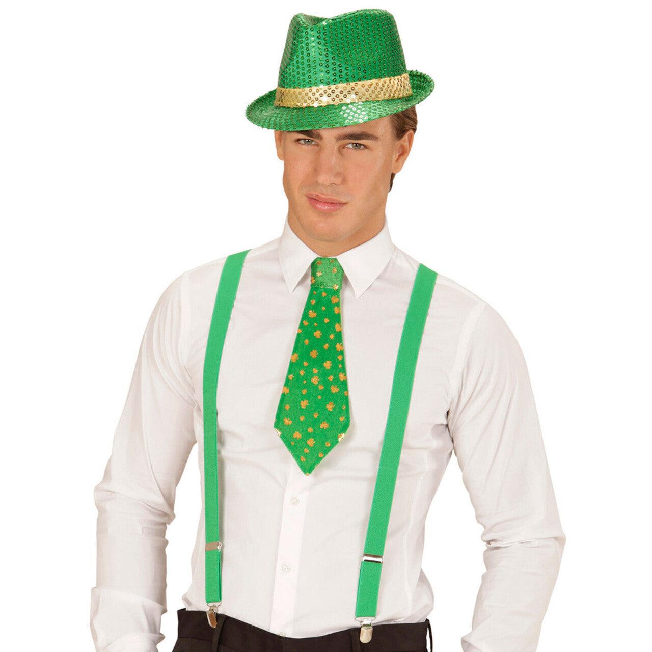 Op deze afbeelding zie je een Accessoires, van het merk Widmann. Ierse Fedora Pailletten St. Patrick