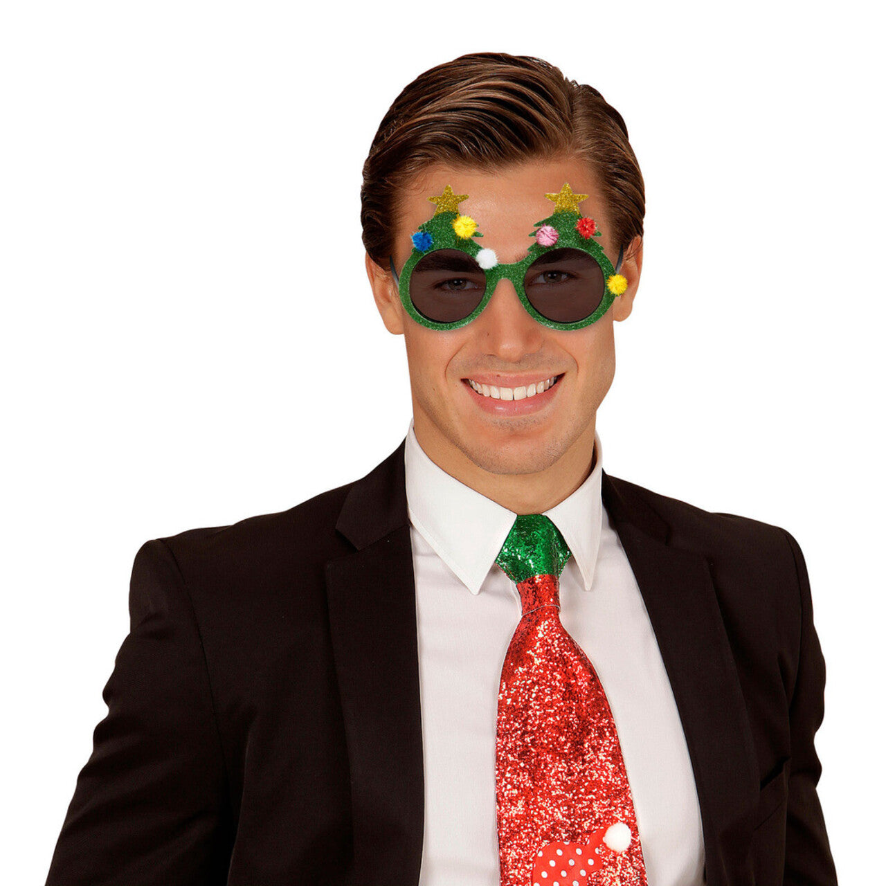 Op deze afbeelding zie je een Accessoires, van het merk Widmann. Vrolijke Bril, Kerstboom