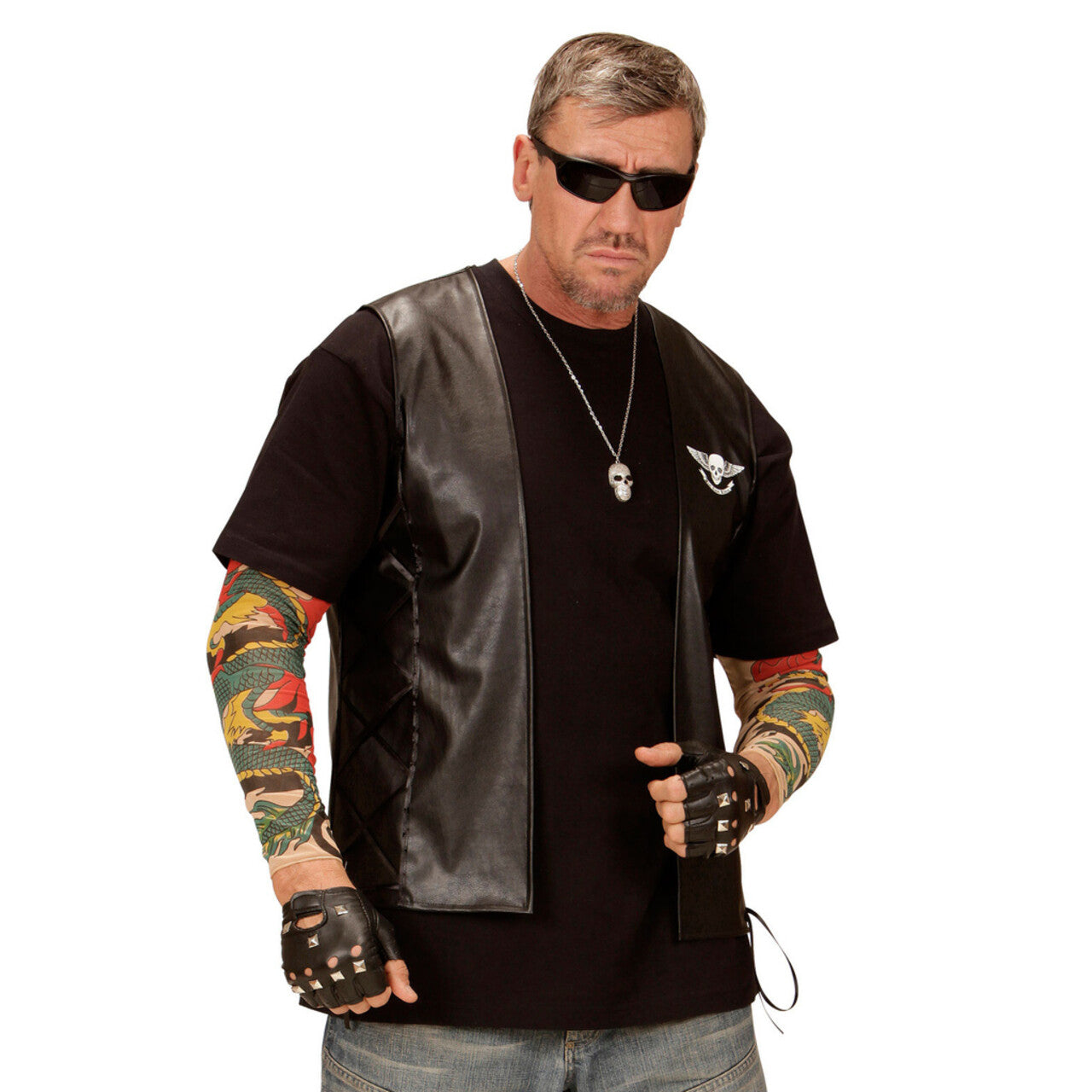Op deze afbeelding zie je een Kostuums, van het merk Widmann. Terror Mc Lederlook Vest