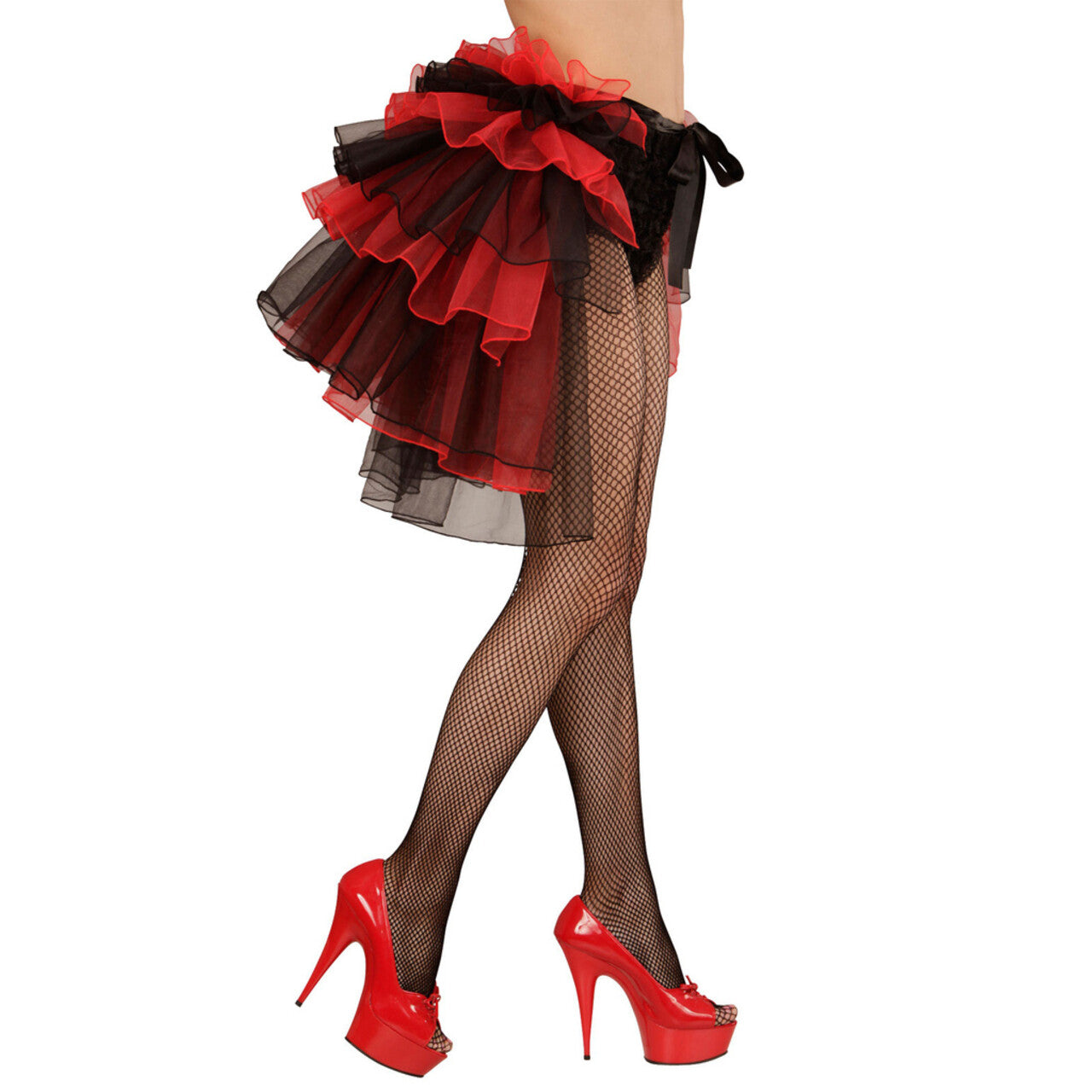 Op deze afbeelding zie je een Kostuums, van het merk Widmann. Show Omslagrok Burlesque, Zwart / Rood Vrouw