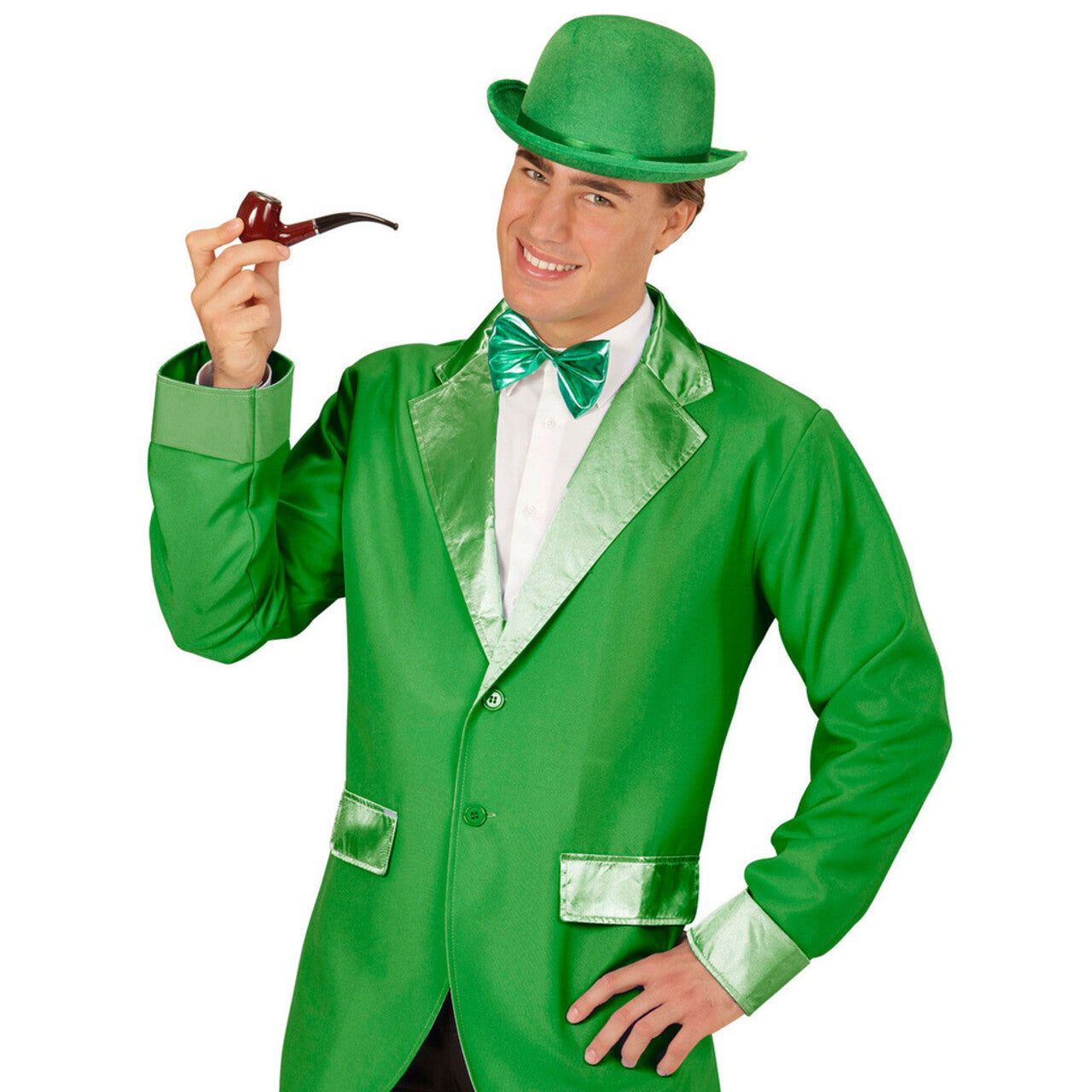 Op deze afbeelding zie je een Accessoires, van het merk Widmann. Circus En Show Strikje Metallic, Groen