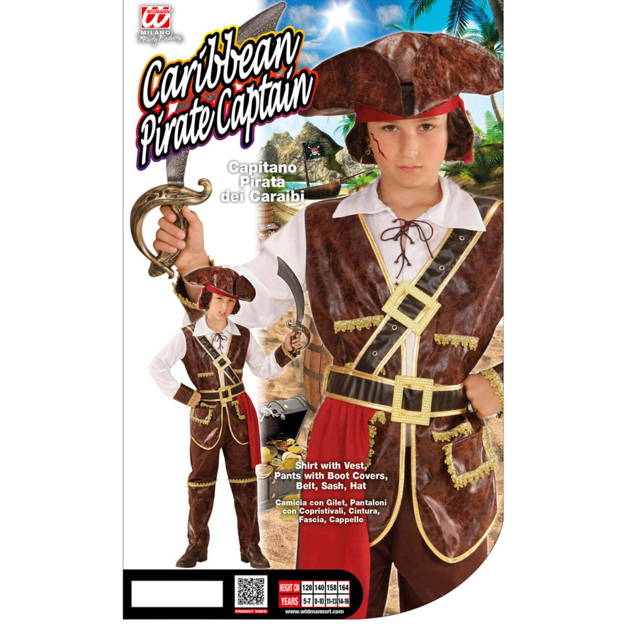 Op deze afbeelding zie je een Kostuums, van het merk Widmann. Caribische Piraat Uit De Film Jongen Kostuum