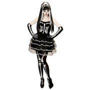 Op deze afbeelding zie je een Kostuums, van het merk Widmann. Gothic Skelet Meisje Vrouw Kostuum
