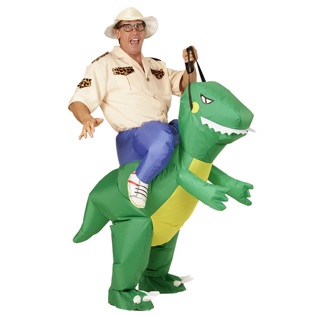 Op deze afbeelding zie je een Kostuums, van het merk Widmann. Hilarisch Opblaasbare Dinosaurus Volwassen Kostuum