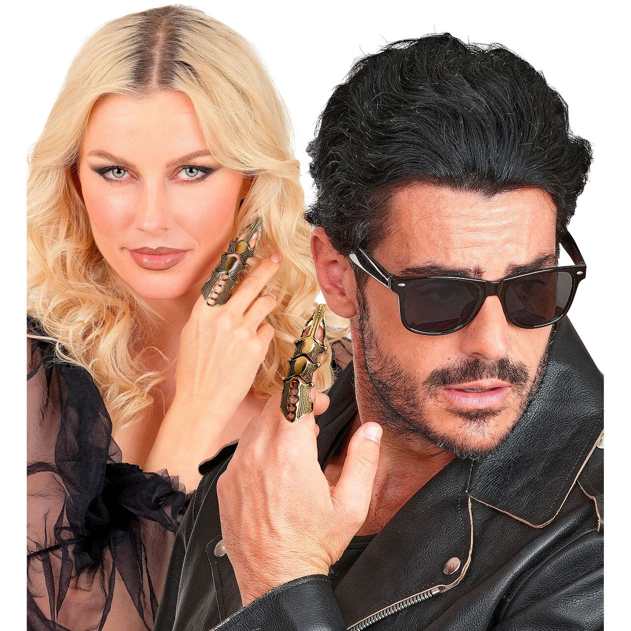 Op deze afbeelding zie je een Accessoires, van het merk Widmann. Vinger Ring Gold Rocker