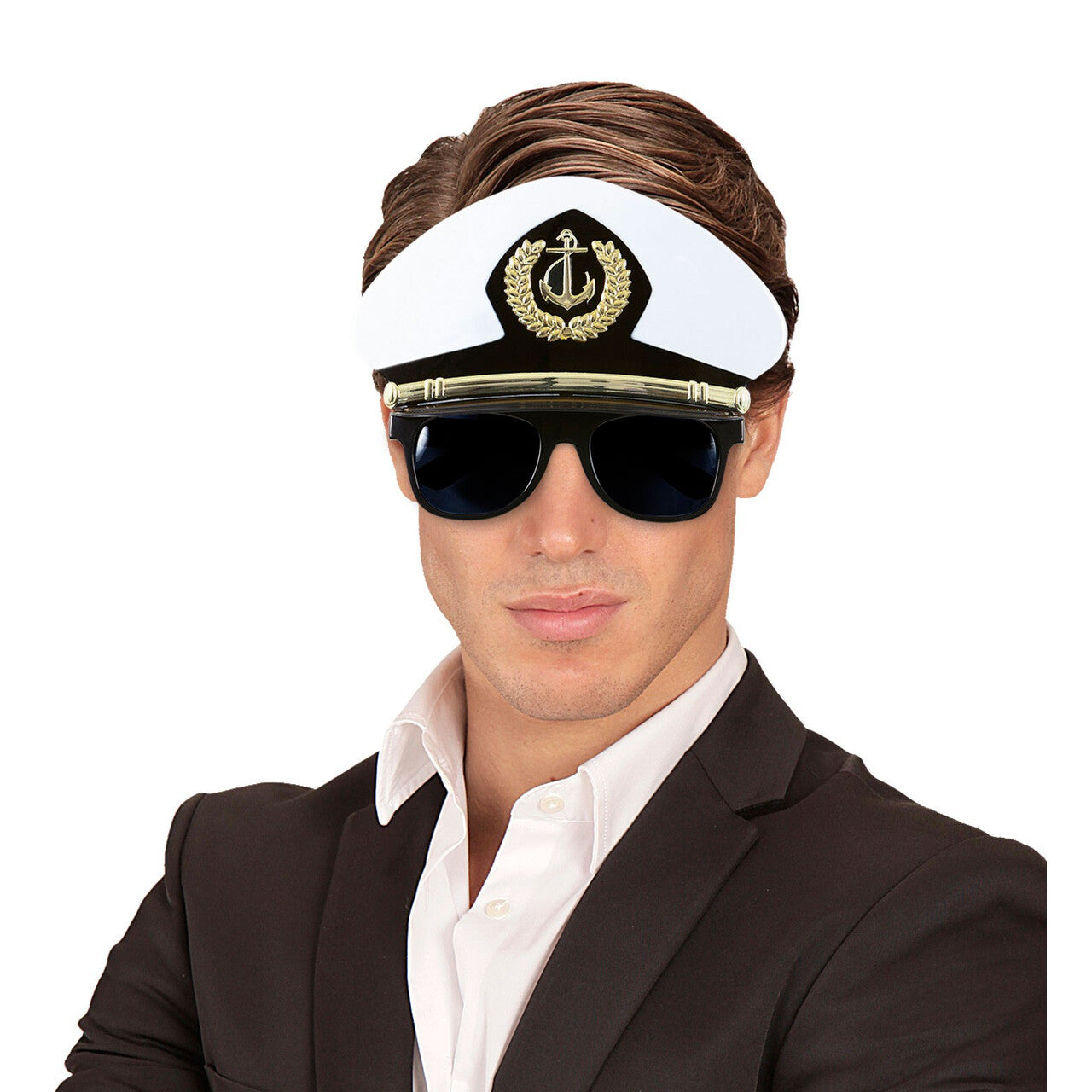 Op deze afbeelding zie je een Accessoires, van het merk Widmann. Captain Bril, Met Kapiteinspet