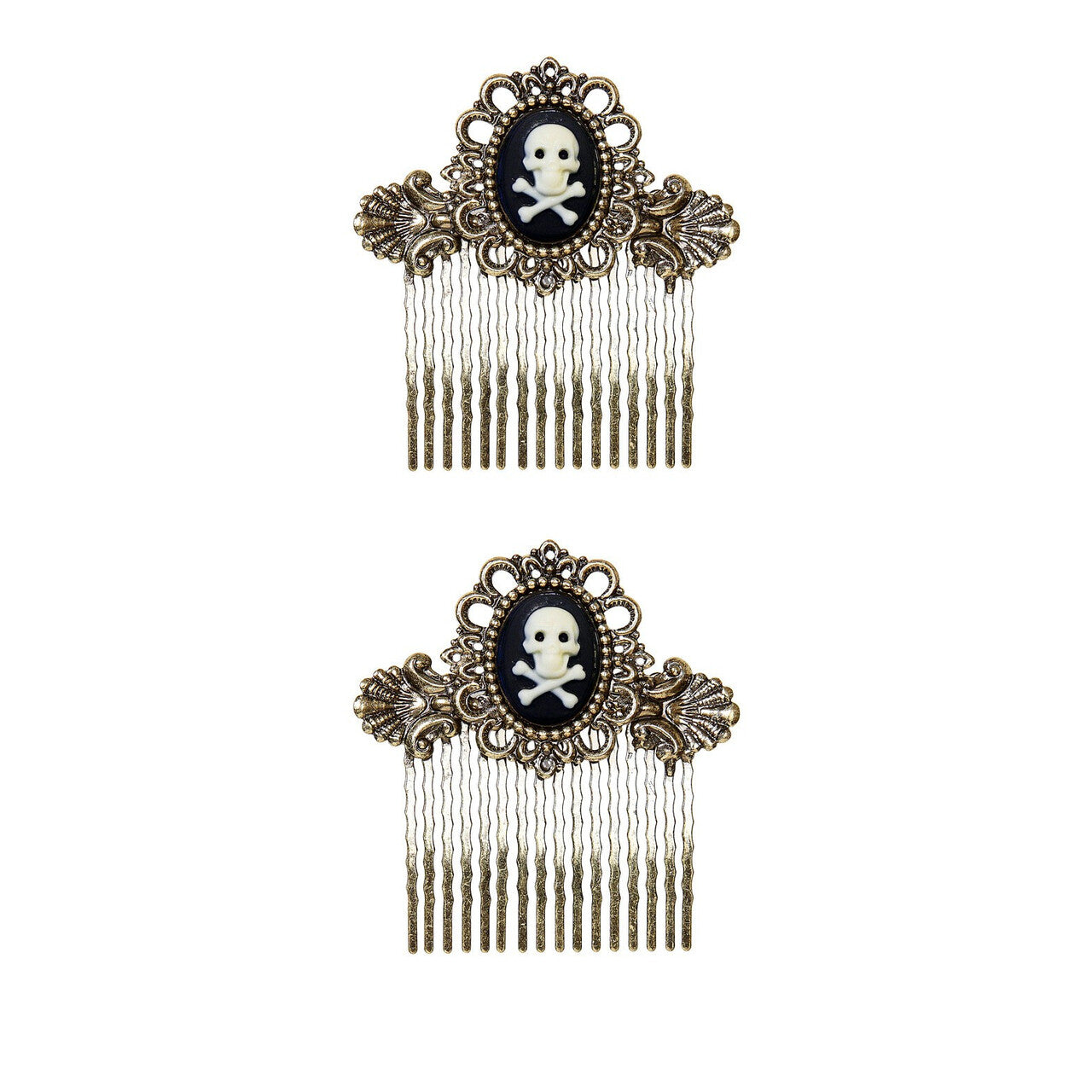 Op deze afbeelding zie je een Accessoires, van het merk Widmann. Piraten Accessoire Haarklemmen Schedel Met Botten