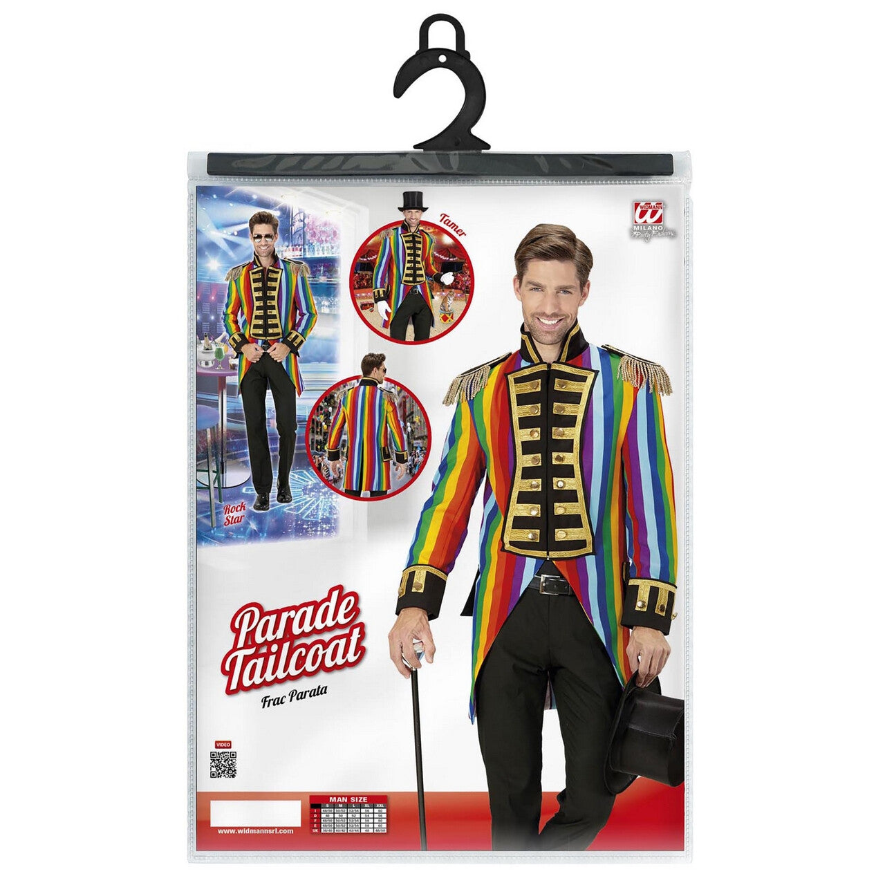 Op deze afbeelding zie je een Kostuums, van het merk Widmann. Multicolor Frackjas Regenboog Man