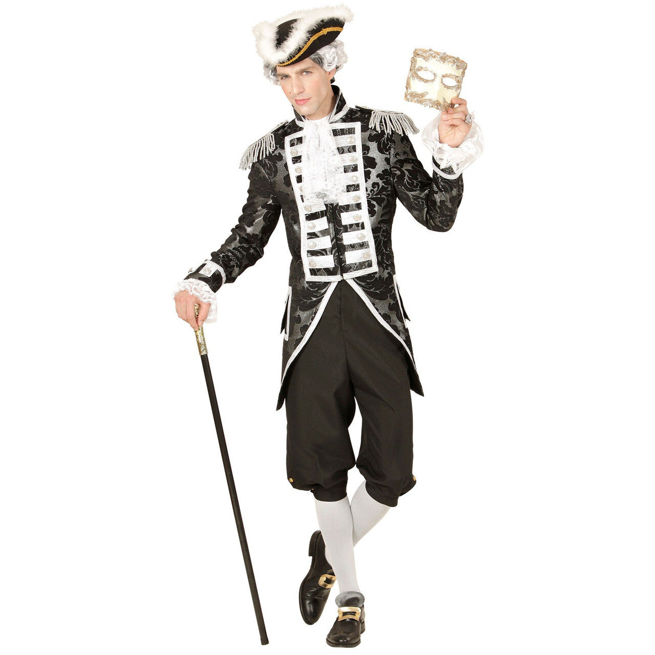 Op deze afbeelding zie je een Kostuums, van het merk Widmann. Royale Frackjas Parade Zilver Man