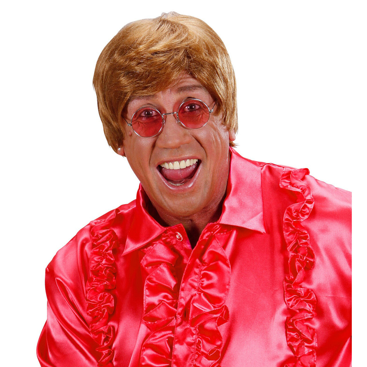 Op deze afbeelding zie je een Accessoires, van het merk Widmann. Freaky Bril, Hippie Roze Glas