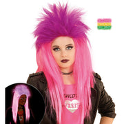 Op deze afbeelding zie je een Accessoires, van het merk Widmann. Neon Rock Pruik, Kind Punk Roze
