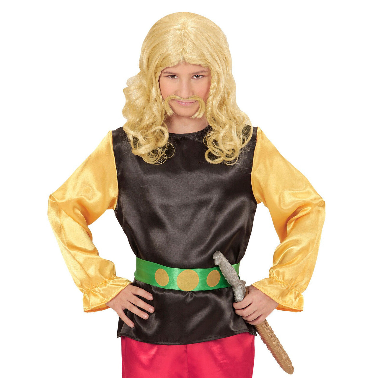 Op deze afbeelding zie je een Accessoires, van het merk Widmann. Viking Pruik, Kind Romein Met Snor