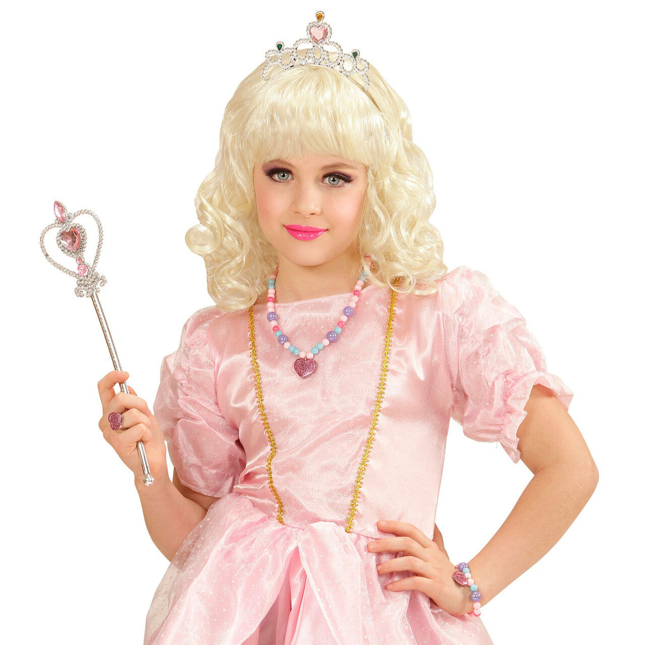 Op deze afbeelding zie je een Accessoires, van het merk Widmann. Schoonheidskoningin Pruik Prinses Kind
