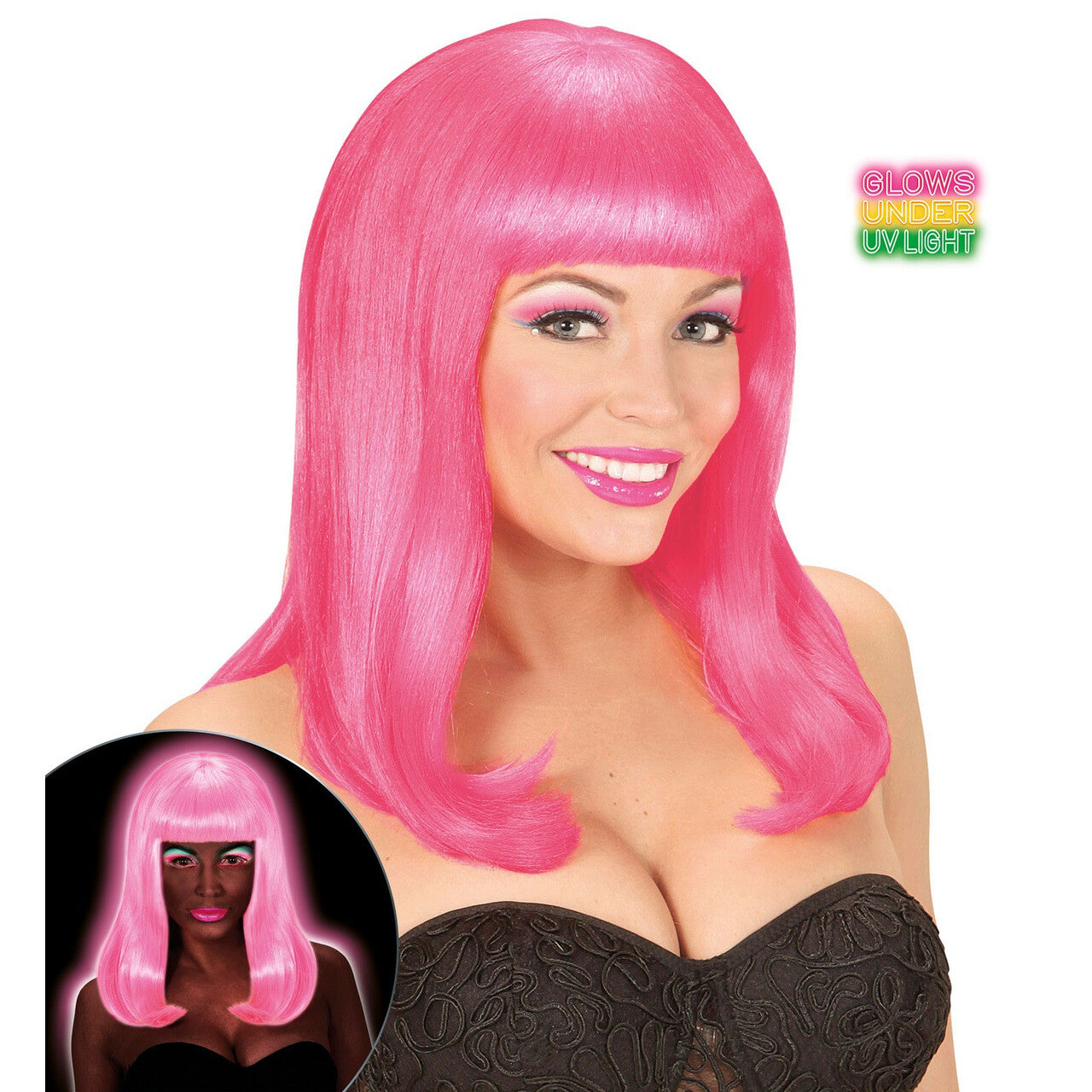 Op deze afbeelding zie je een Accessoires, van het merk Widmann. Bob Pruik, Patsy Neon Roze