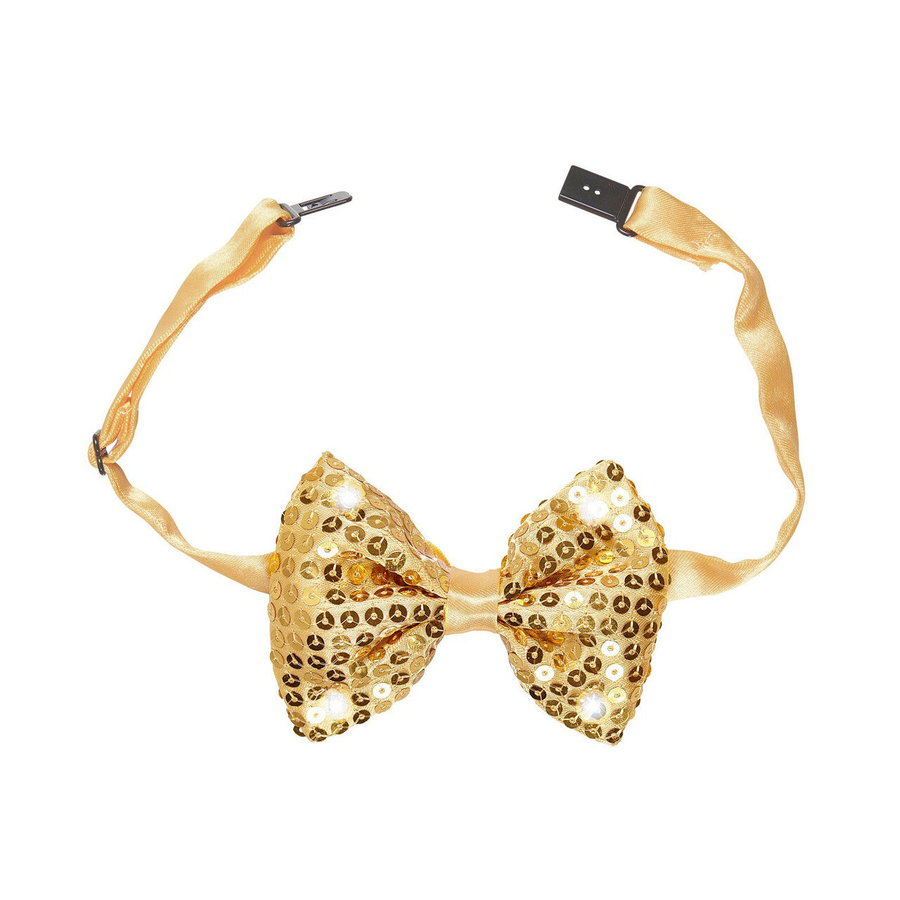 Op deze afbeelding zie je een Accessoires, van het merk Widmann. Gouden Pailletten Strikje Met Licht, Goud