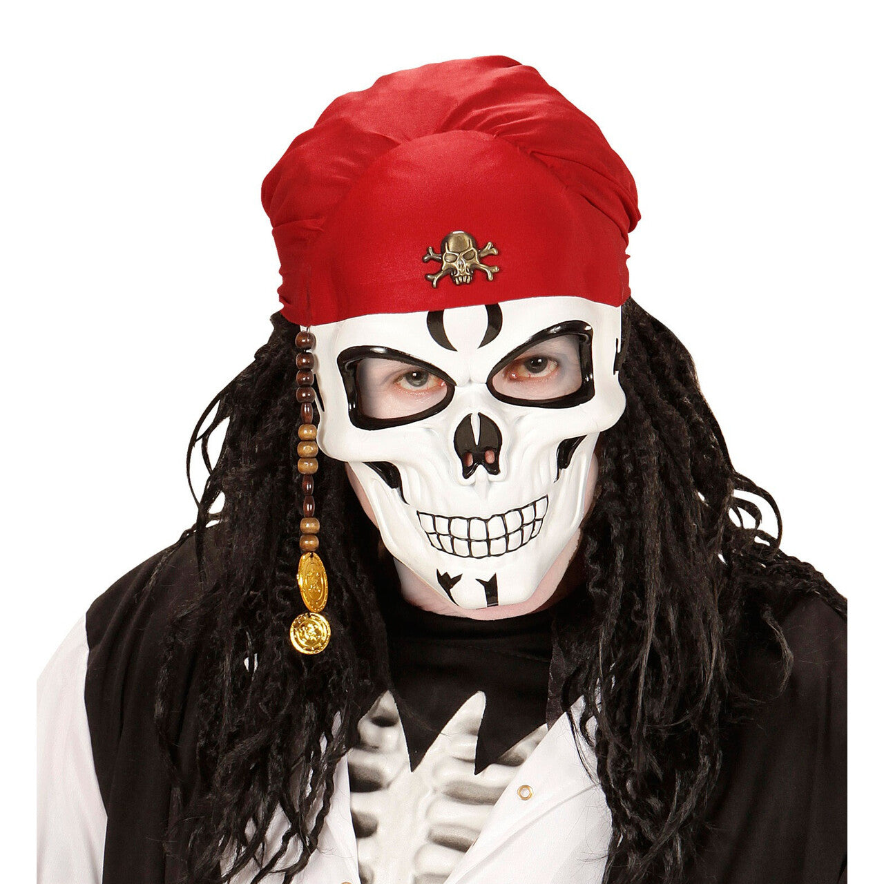 Op deze afbeelding zie je een Accessoires, van het merk Widmann. Eng Piraten Schedel Masker Met Baard