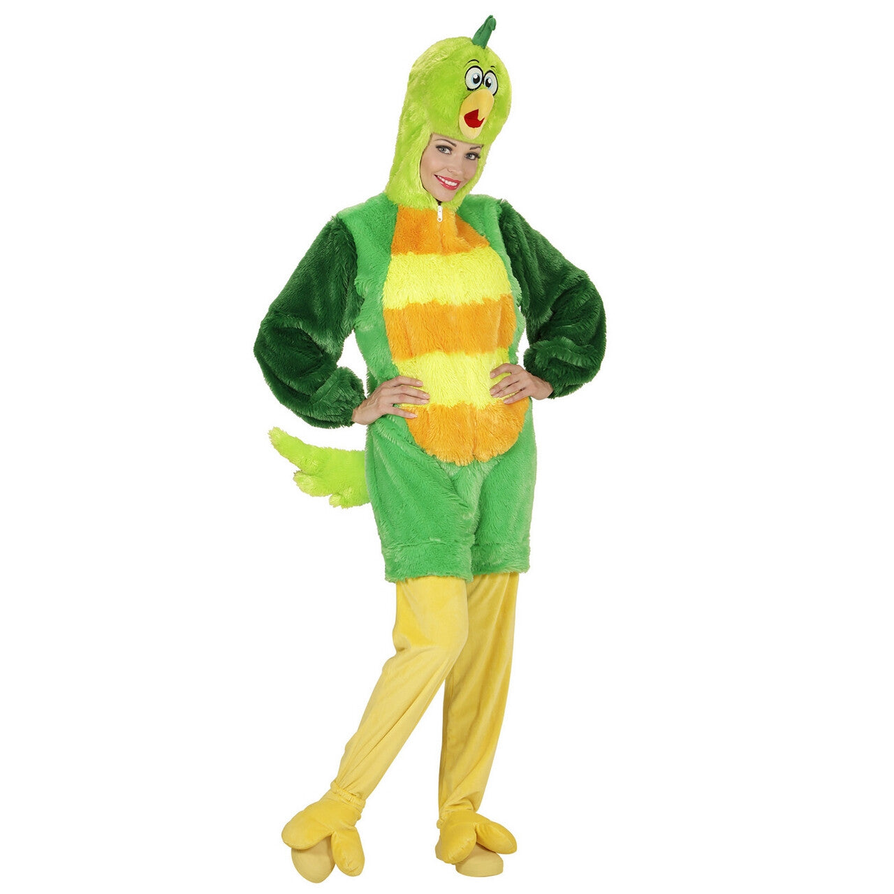 Op deze afbeelding zie je een Kostuums, van het merk Widmann. Fantasie Onesie Pluche Groene Vogel Kostuum