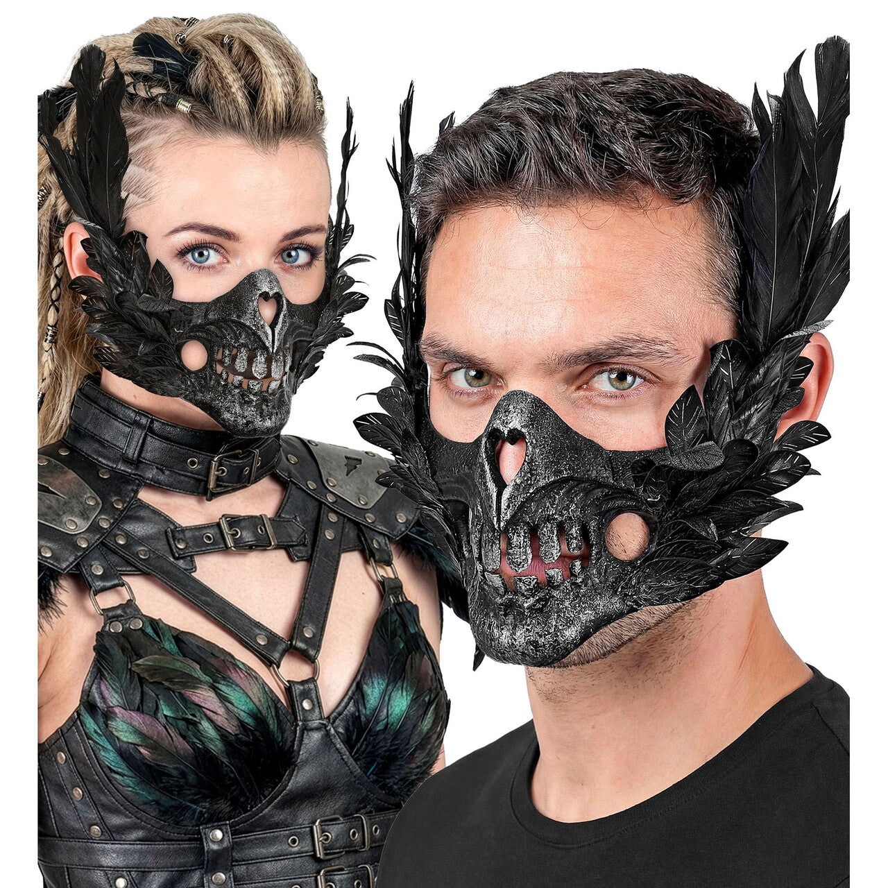 Op deze afbeelding zie je een Accessoires, van het merk Widmann. Halfmasker Black Skull Bird