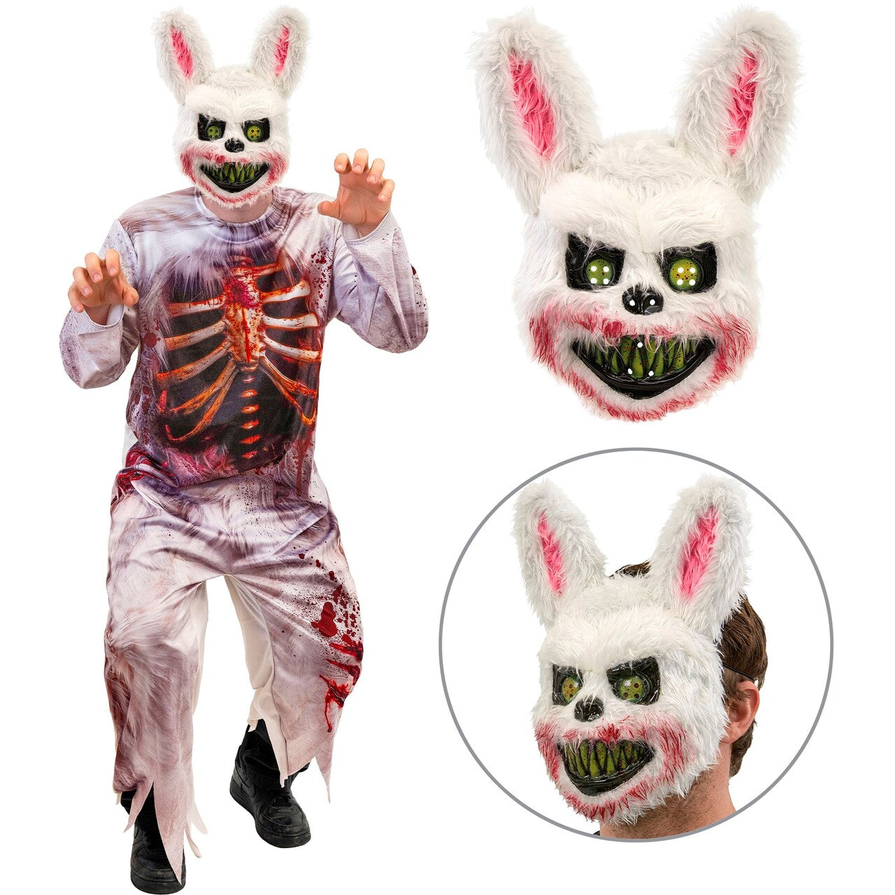 Op deze afbeelding zie je een Kostuums, van het merk Widmann. Killer Revenge Rabbit Man Kostuum