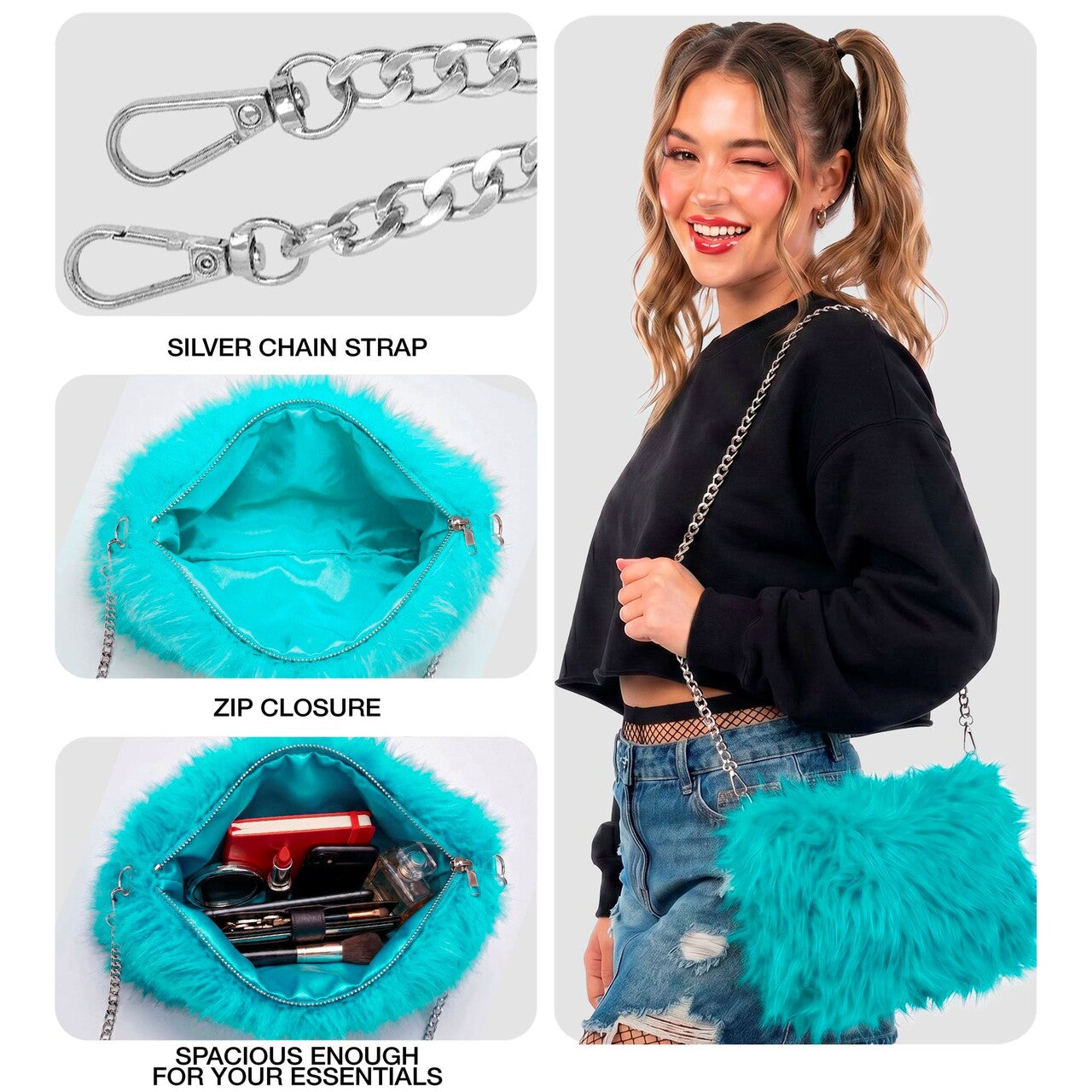 Op deze afbeelding zie je een Accessoires, van het merk Widmann. Zachte Pluche Hand Tas Lichtblauw