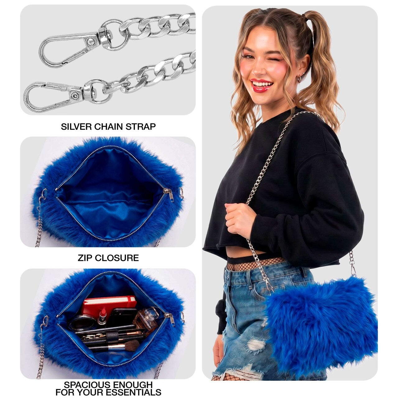 Op deze afbeelding zie je een Accessoires, van het merk Widmann. Zachte Pluche Hand Tas Blauw