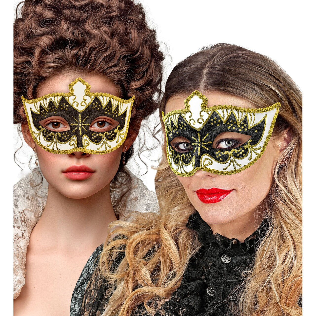 Op deze afbeelding zie je een Accessoires, van het merk Widmann. Venetiaans Gemaskerd Bal Masker Goud / Zwart