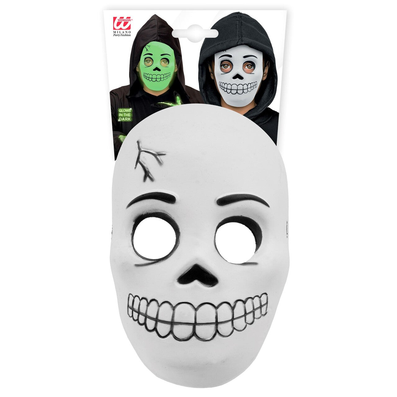 Op deze afbeelding zie je een Accessoires, van het merk Widmann. Glow In The Dark Masker Skully