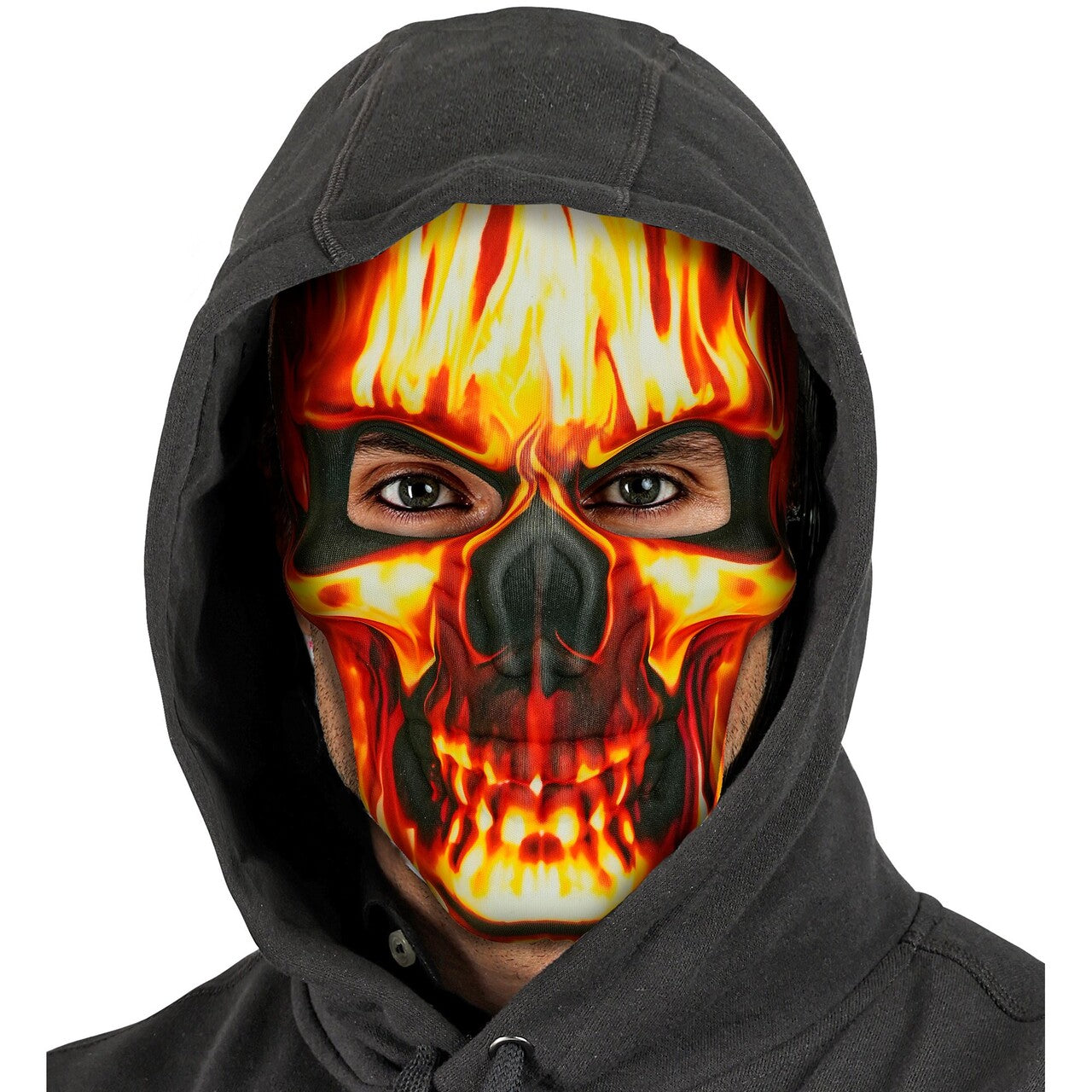 Op deze afbeelding zie je een Accessoires, van het merk Widmann. Skull On Fire Masker