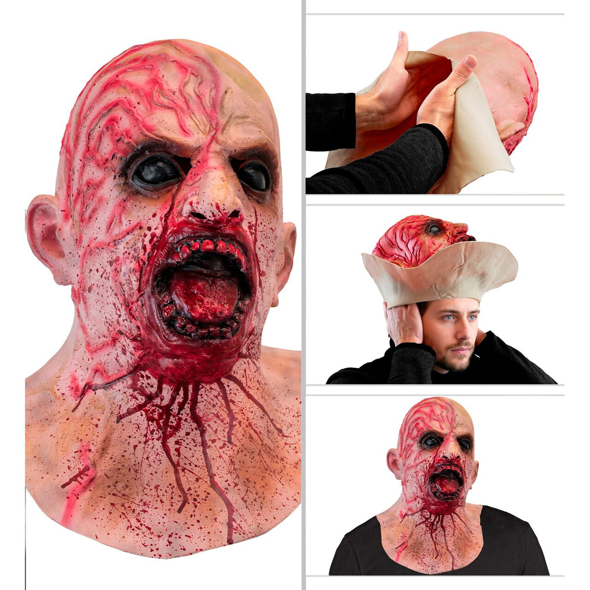 Op deze afbeelding zie je een Accessoires, van het merk Widmann. Zombie Apocalypse Latex Hoofdmasker