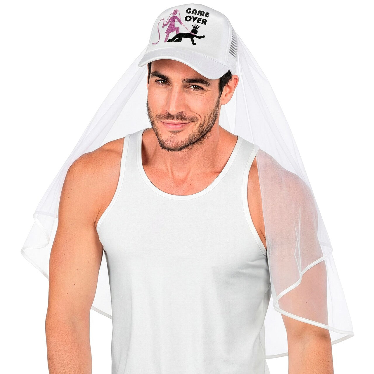 Op deze afbeelding zie je een Accessoires, van het merk Widmann. Game Over Bruidegom Pet Met Sluier