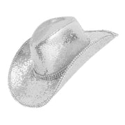 Op deze afbeelding zie je een Accessoires, van het merk Widmann. Zilveren Glitter Cowboyhoed Met Strass