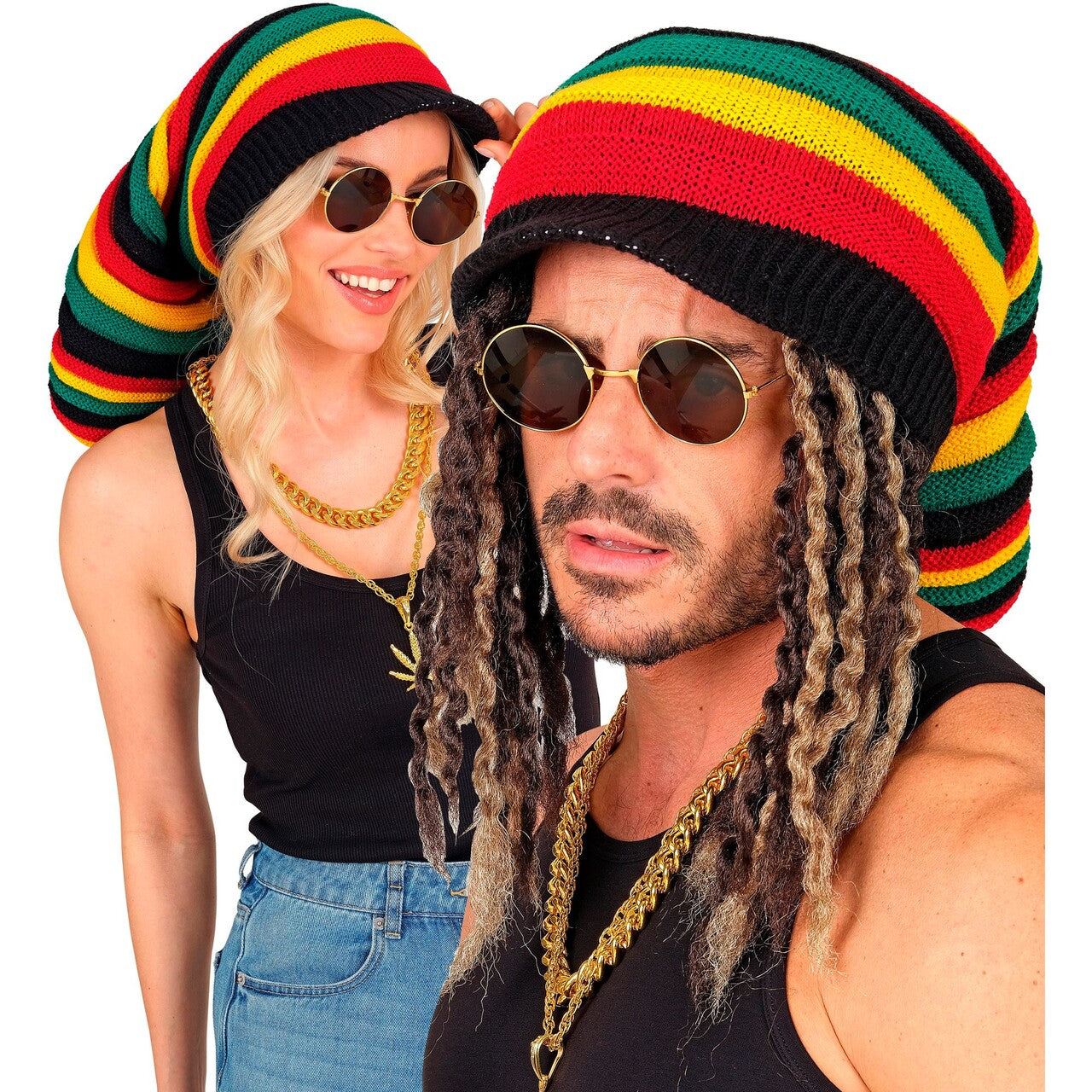 Op deze afbeelding zie je een Accessoires, van het merk Widmann. Rasta Reggae Muts
