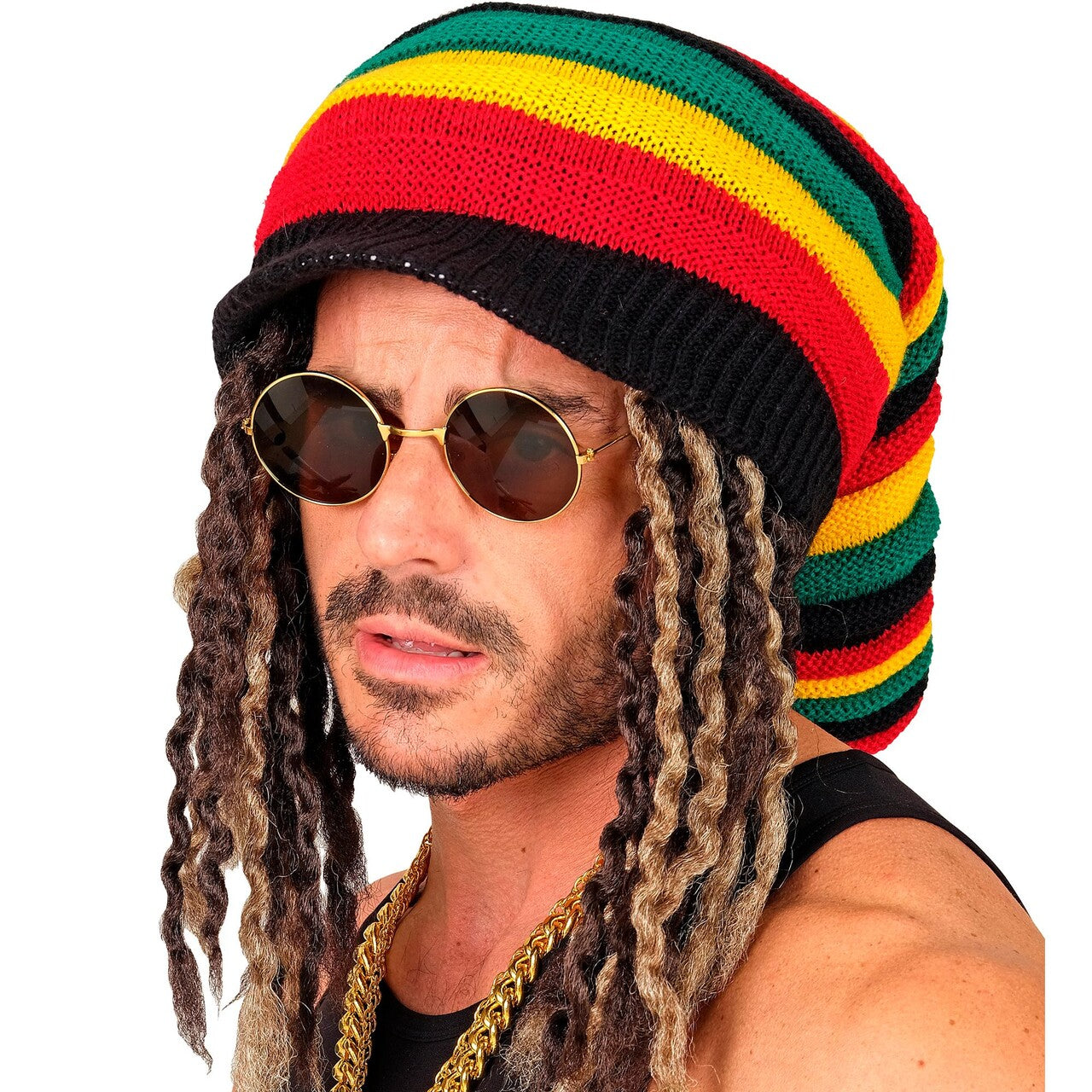 Op deze afbeelding zie je een Accessoires, van het merk Widmann. Rasta Reggae Muts