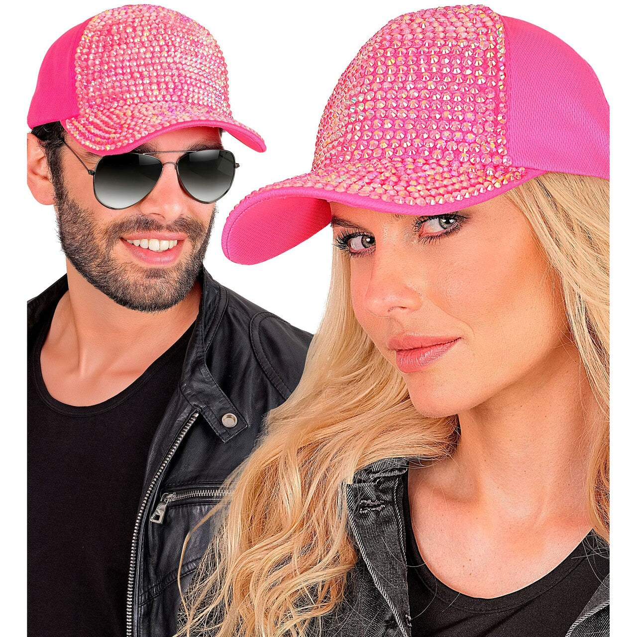 Op deze afbeelding zie je een Accessoires, van het merk Widmann. Neon Roze Strass Pet