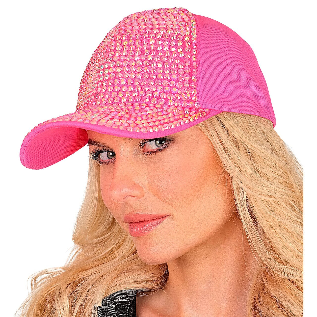 Op deze afbeelding zie je een Accessoires, van het merk Widmann. Neon Roze Strass Pet