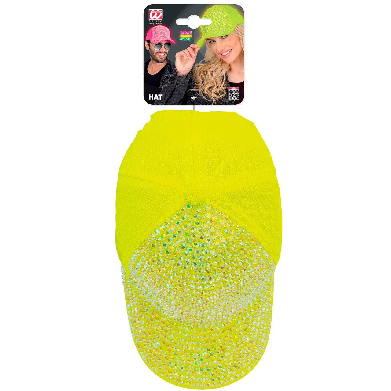 Op deze afbeelding zie je een Accessoires, van het merk Widmann. Neon Gele Strass Pet